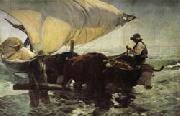 Return from Fishing Towing the Bark Joaquin Sorolla